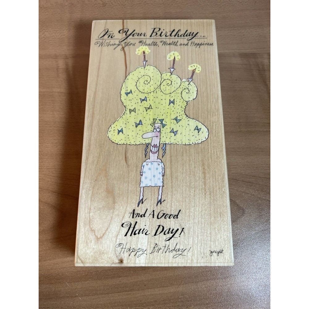 Rubber Wood Stamp GOOD HAIR DAY BIRTHDAY WORD GREETING CARTOON Stamps Happen